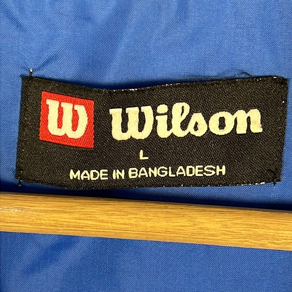 Vintage Wilson Tennis Golf Rain Windbreaker Coat Blue‎ Black Zip Up - Picture 3 of 9
